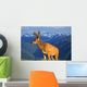 Deer With Antlers, Mountain Range In Background, Olympic National Park Wall Mural