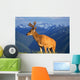 Deer With Antlers, Mountain Range In Background, Olympic National Park Wall Mural