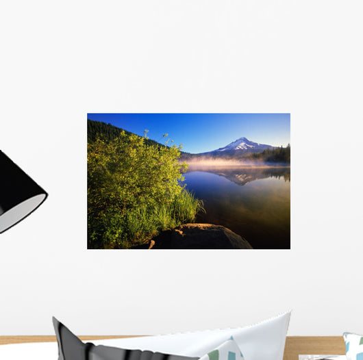 Sunrise Fog On Trillium Lake, Reflection Of Mount Hood Wall Mural