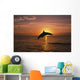 Silhouette Of Leaping Bottlenose Dolphin, Sunset, Caribbean Sea Wall Mural