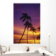 Palm Tree Silhouettes, Sunset, Waikiki Beach, Hawaii, Usa Wall Mural