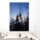 Sunburst Through Silhouetted Pine Trees Wall Mural