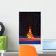 Lit Christmas Tree In A Forest Wall Mural