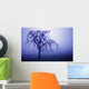 Tree Silhouette In Blue Fog Wall Mural
