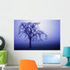 Tree Silhouette In Blue Fog Wall Mural