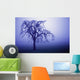 Tree Silhouette In Blue Fog Wall Mural