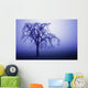 Tree Silhouette In Blue Fog Wall Mural