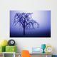 Tree Silhouette In Blue Fog Wall Mural
