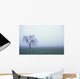 Tree Silhouette In Fog Wall Mural