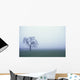 Tree Silhouette In Fog Wall Mural