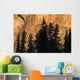 Tree Silhouettes In Front Of Cliff Face Wall Mural