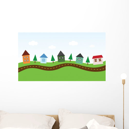 Charming Neighborhood along the Road Wall Mural