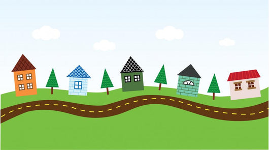 Charming Neighborhood along the Road Wall Mural