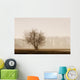 Tree Silhouette In Fog Wall Mural