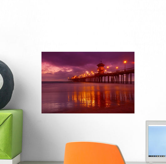 Huntington Beach At Night Wall Mural