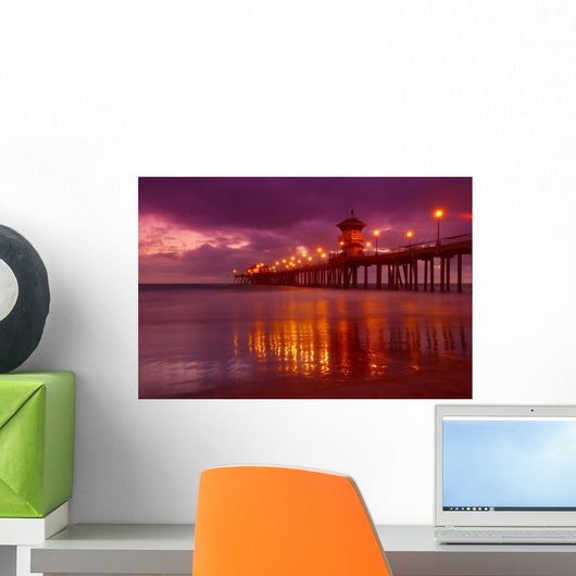 Huntington Beach At Night Wall Mural