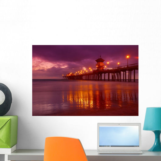 Huntington Beach At Night Wall Mural