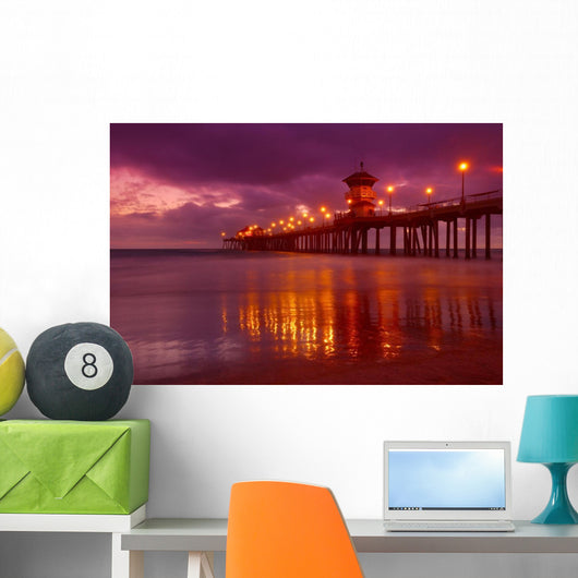 Huntington Beach At Night Wall Mural
