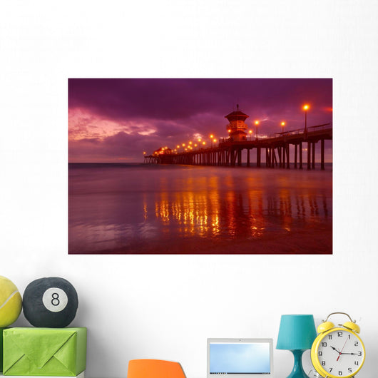 Huntington Beach At Night Wall Mural
