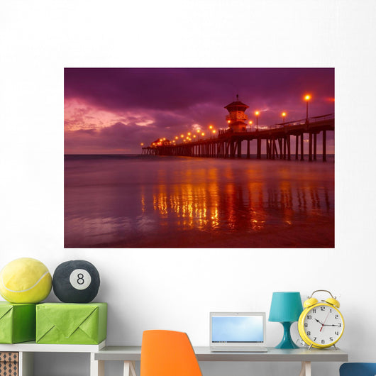 Huntington Beach At Night Wall Mural