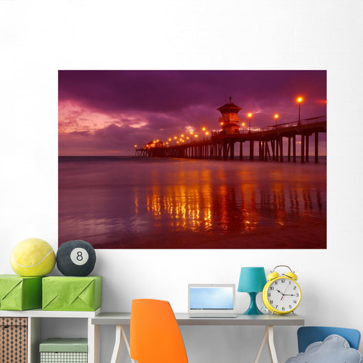 Huntington Beach At Night Wall Mural