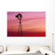 Windmill Silhouette Against Coloured Sky Wall Mural