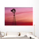 Windmill Silhouette Against Coloured Sky Wall Mural