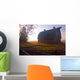 A Barn Sits In Morning Mist Wall Mural