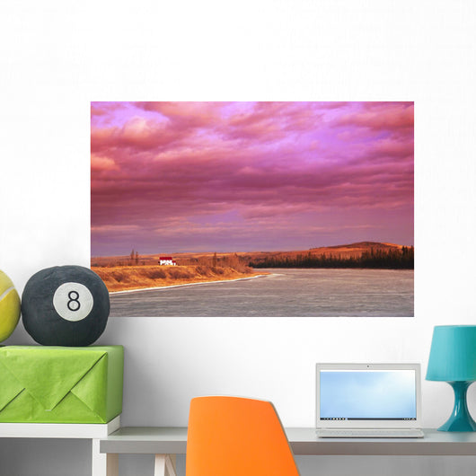 Sunset Over A River Wall Mural