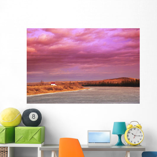 Sunset Over A River Wall Mural