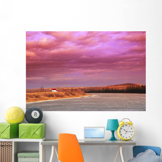 Sunset Over A River Wall Mural