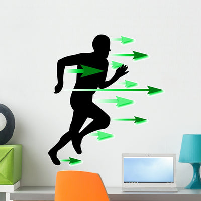 Silhouette Sport Wall Mural shown on a wall