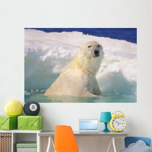Polar Bear In Ice Pool Wall Mural