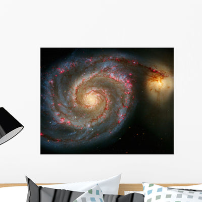 Whirlpool Galaxy and Companion Wall Mural shown on a wall