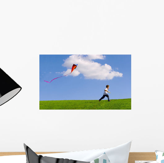 Child Flying A Kite Wall Mural