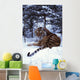 Siberian Tiger Lying On Mound Of Snow In Forest Wall Mural