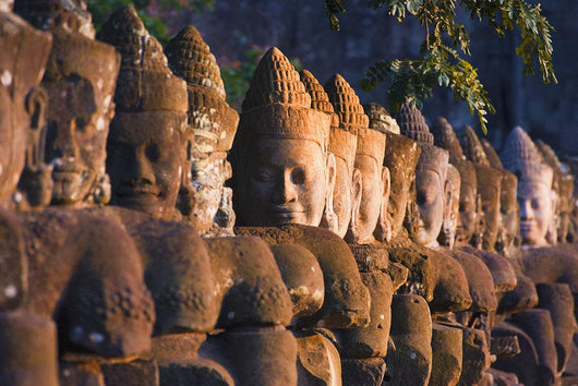 Buddha Head Statues, Angkor Wat Temple Complex Wall Mural