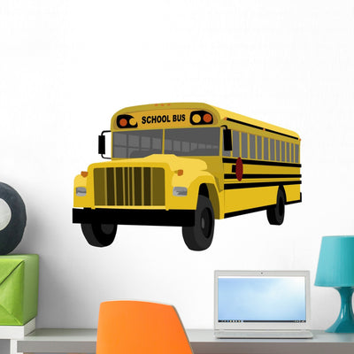 School Bus Wall Decal shown on a wall
