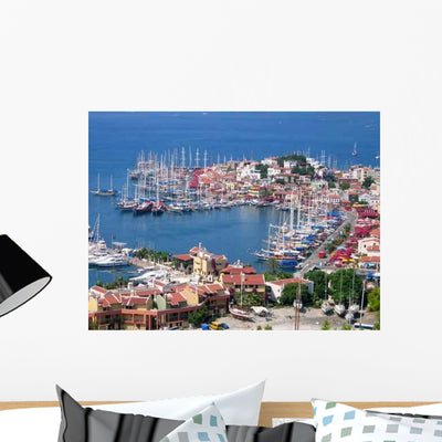 Marmaris Harbor Wall Decal shown on a wall