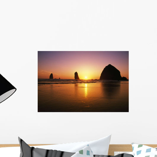 Sunset At Cannon Beach Wall Mural