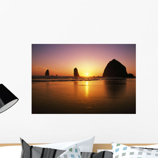 Sunset At Cannon Beach Wall Mural