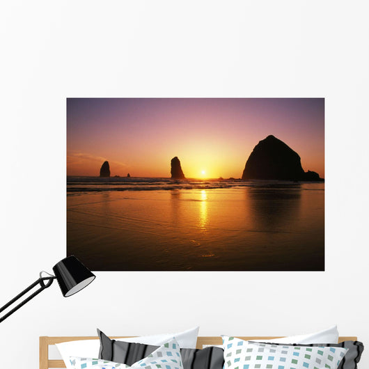 Sunset At Cannon Beach Wall Mural