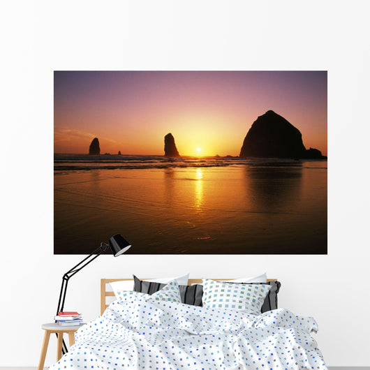 Sunset At Cannon Beach Wall Mural