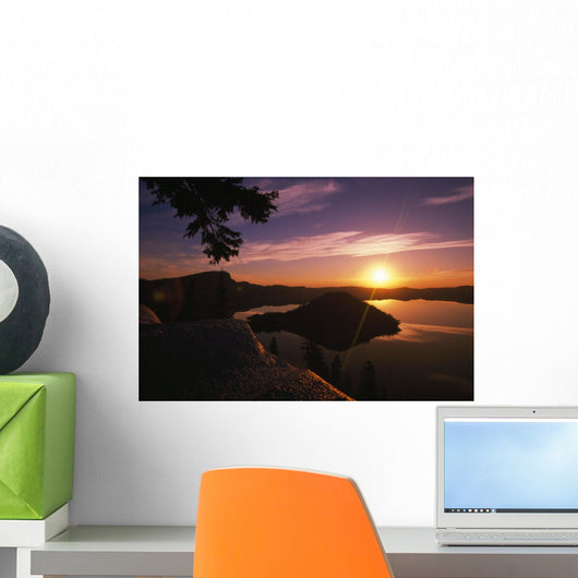Sunrise Over Wizard Island At Crater Lake National Park Wall Mural