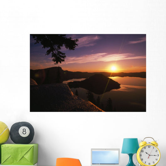 Sunrise Over Wizard Island At Crater Lake National Park Wall Mural