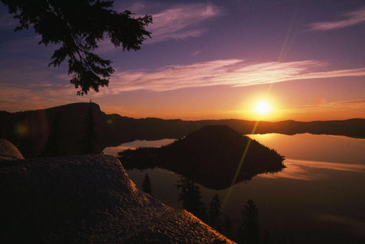 Sunrise Over Wizard Island At Crater Lake National Park Wall Mural