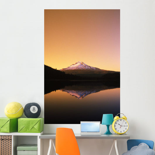 Sunset At Trillium Lake, Mt Hood, Oregon, Usa Wall Mural