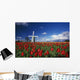 Tulip Field And Windmill Wall Mural