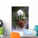 Early Snow On Pine Tree Branch With Pinecone Wall Mural