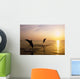 Silhouette Of Bottlenose Dolphins Wall Mural